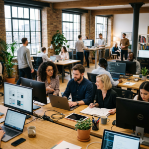 people working in office